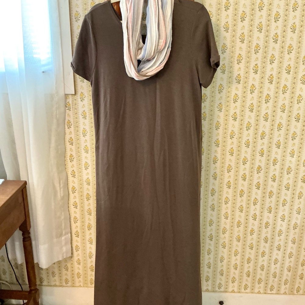J. Jill Brown Maxi Dress with Scarf